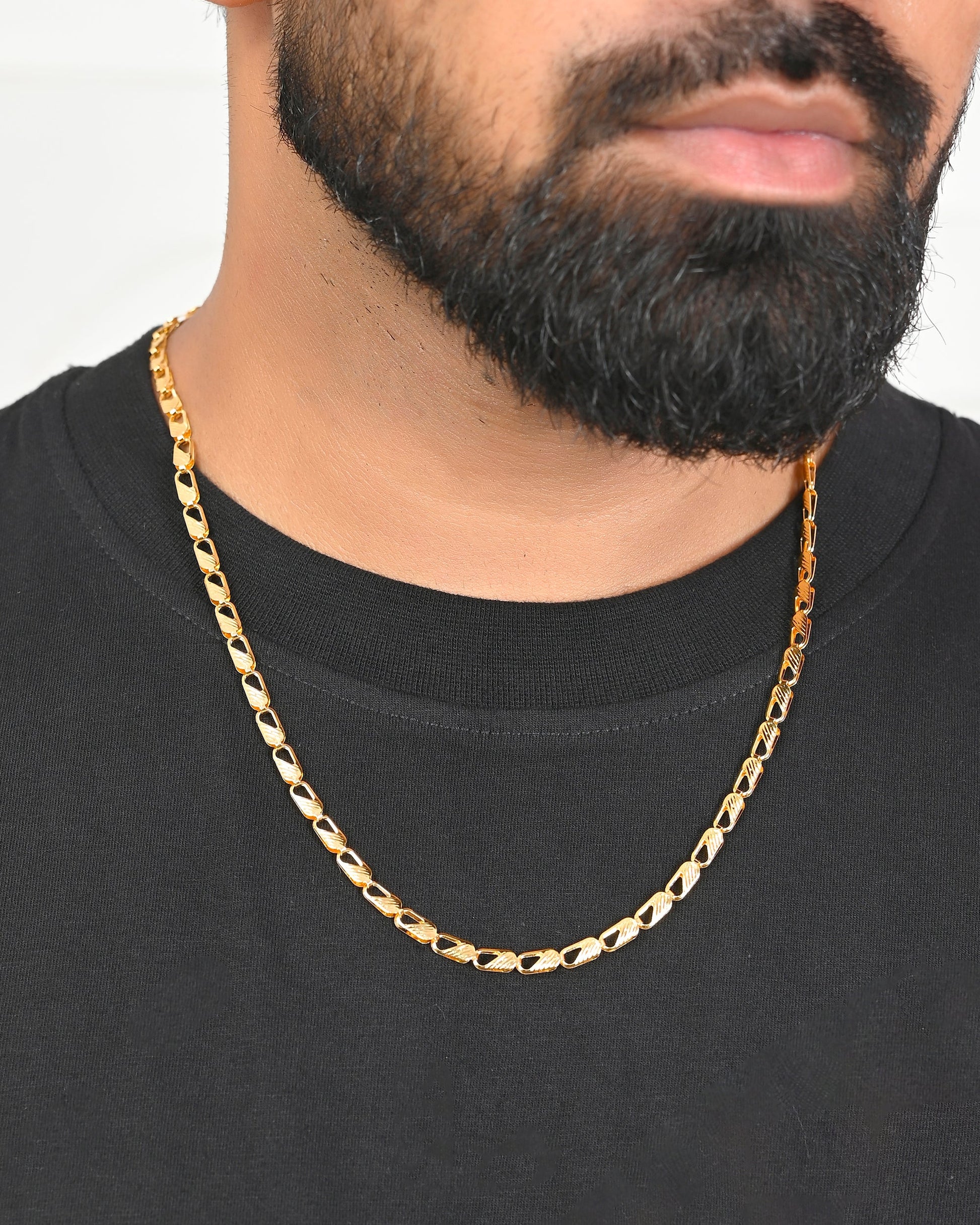 VOJ Gold-Polished Men Designer Chain | Swadesiicart