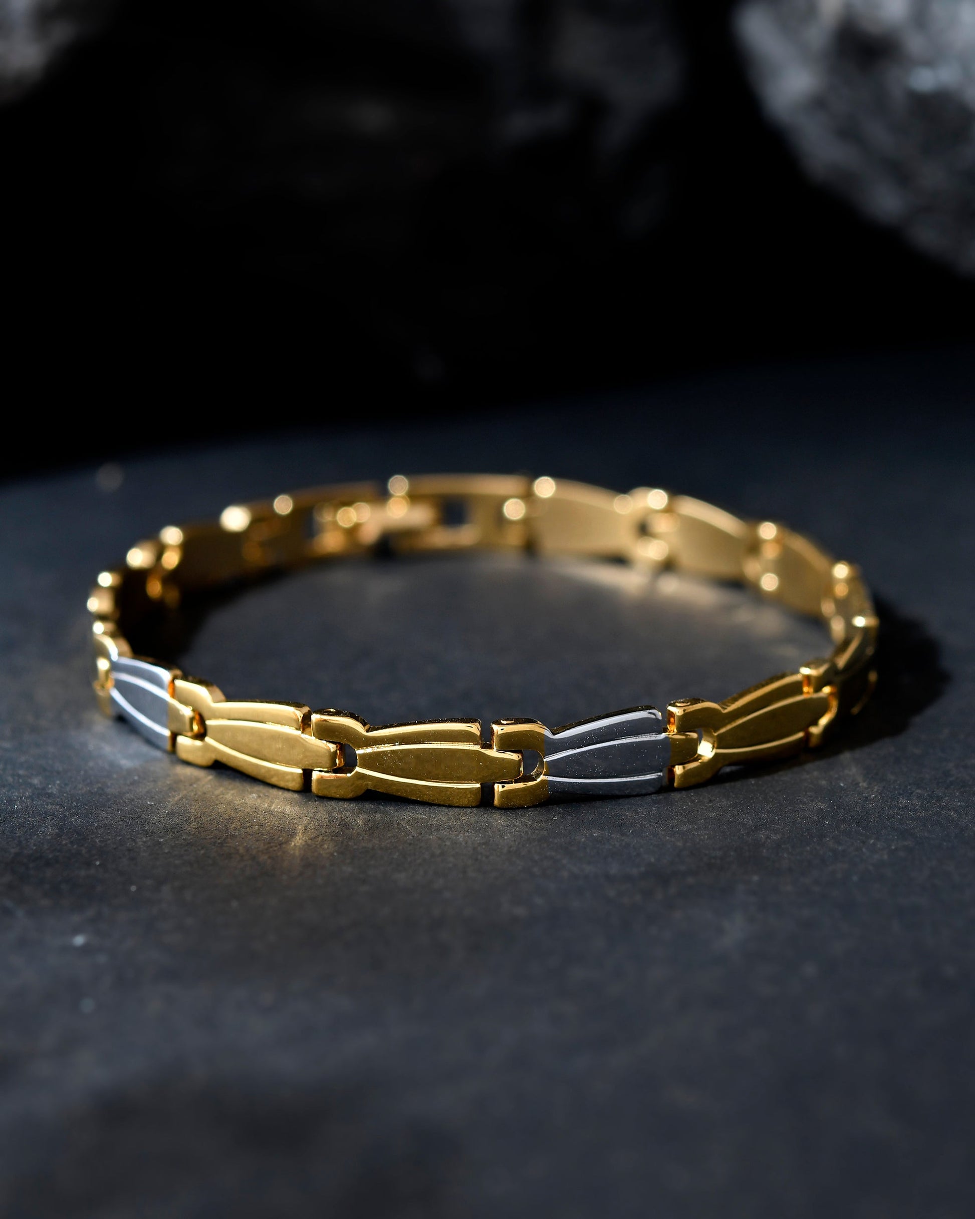 VOJ Gold and Silver Polished Designer Men Bracelet - Swadesiicart
