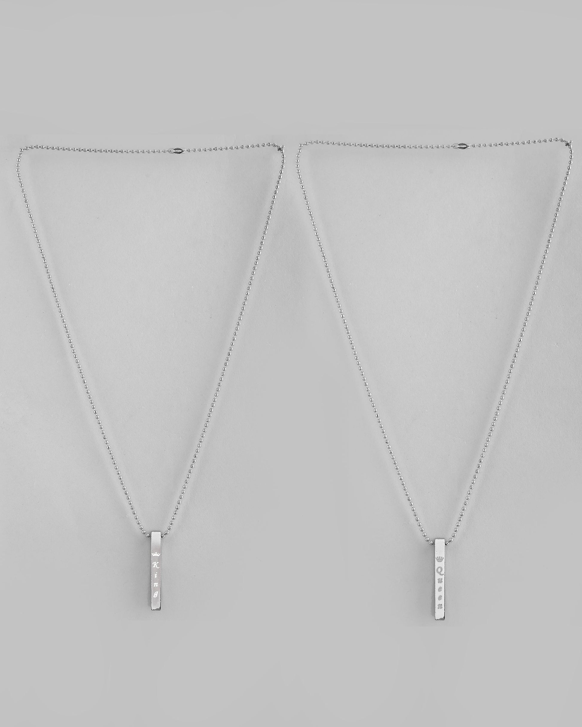 VOJ Silver Plated Couple King & Queen Chain Set | Swadesiicart