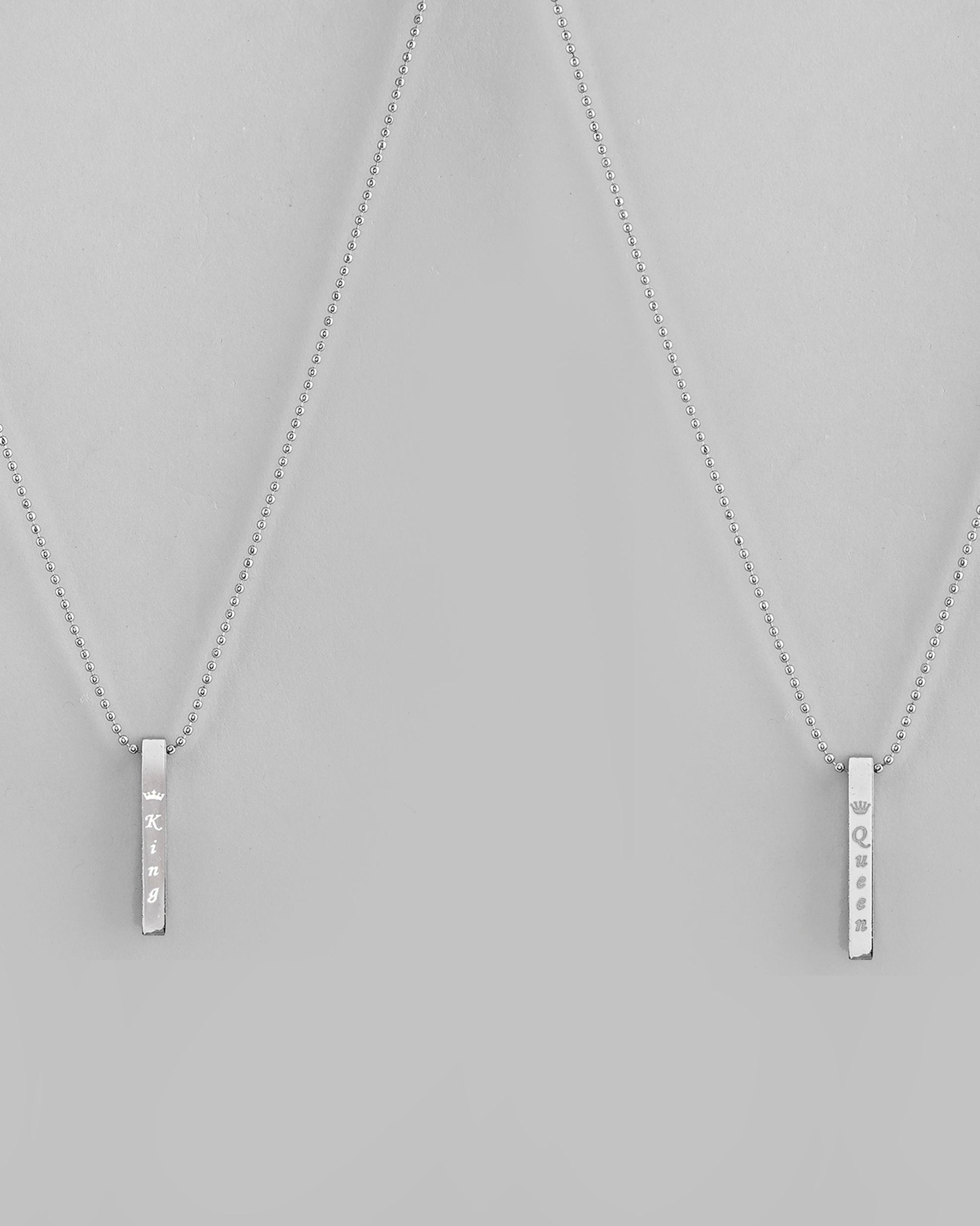 VOJ Silver Plated Couple King & Queen Chain Set | Swadesiicart