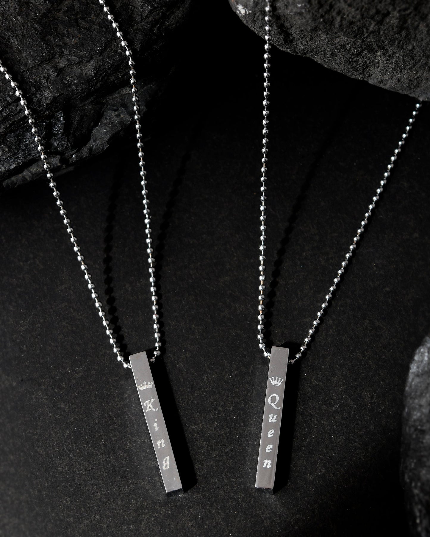 VOJ Silver Plated Couple King & Queen Chain Set | Swadesiicart