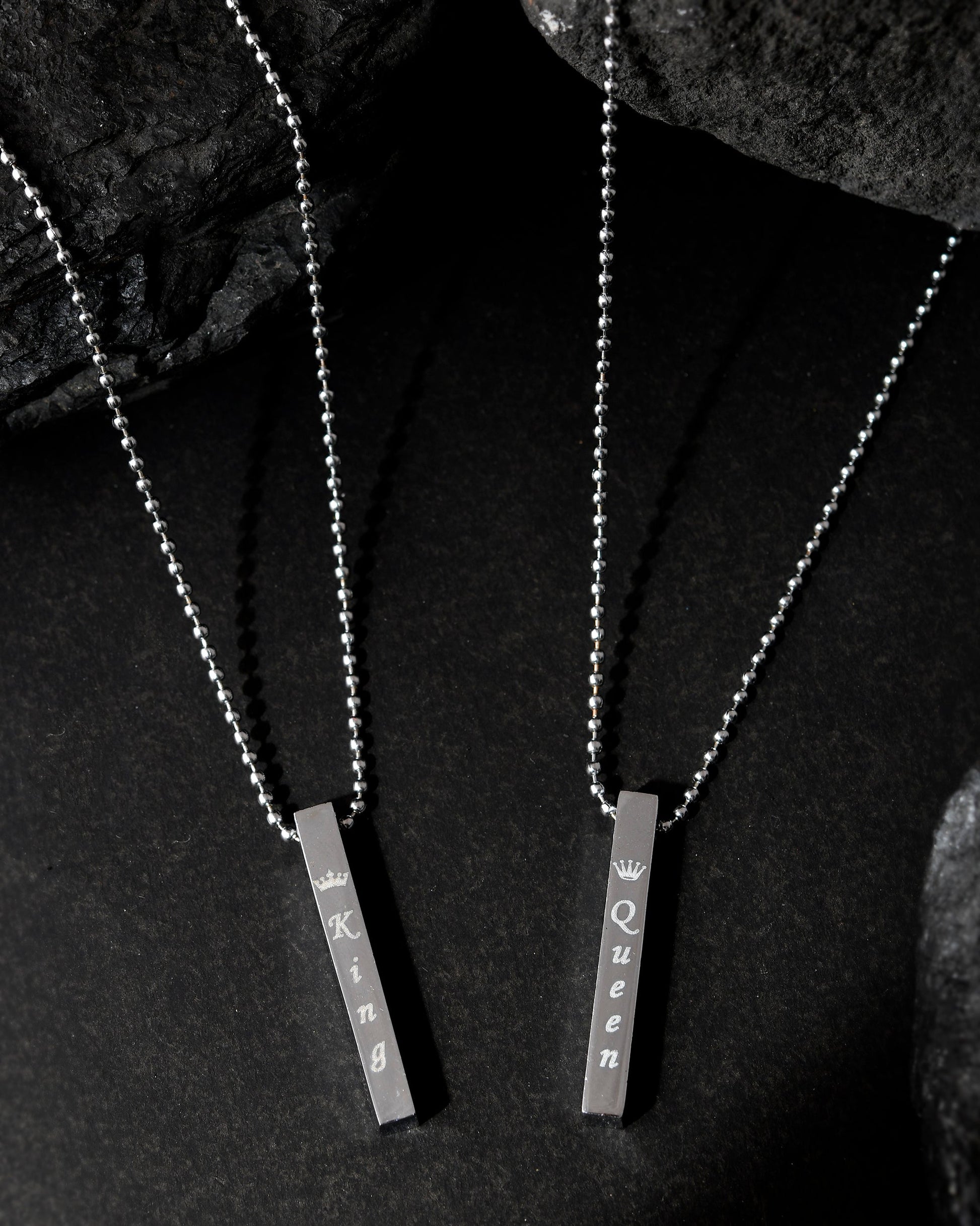 VOJ Silver Plated Couple King & Queen Chain Set | Swadesiicart