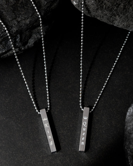 VOJ Silver Plated Couple King & Queen Chain Set | Swadesiicart