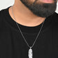 VOJ Silver Plated Men Chain With Leaf Shaped Pendent | Swadesiicart