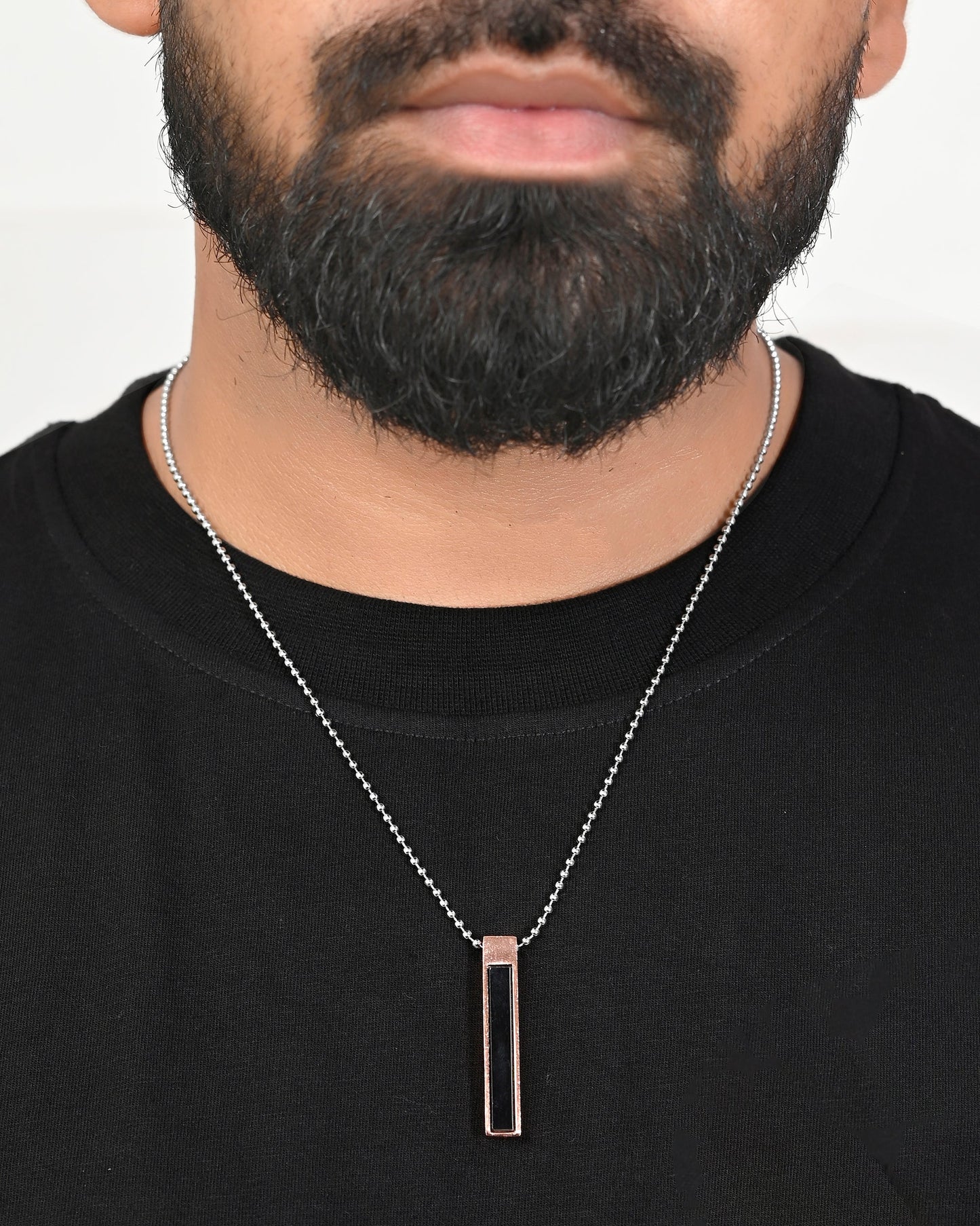 VOJ Silver Plated Men Chain With Rectangular Shaped Pendent | Swadesiicart