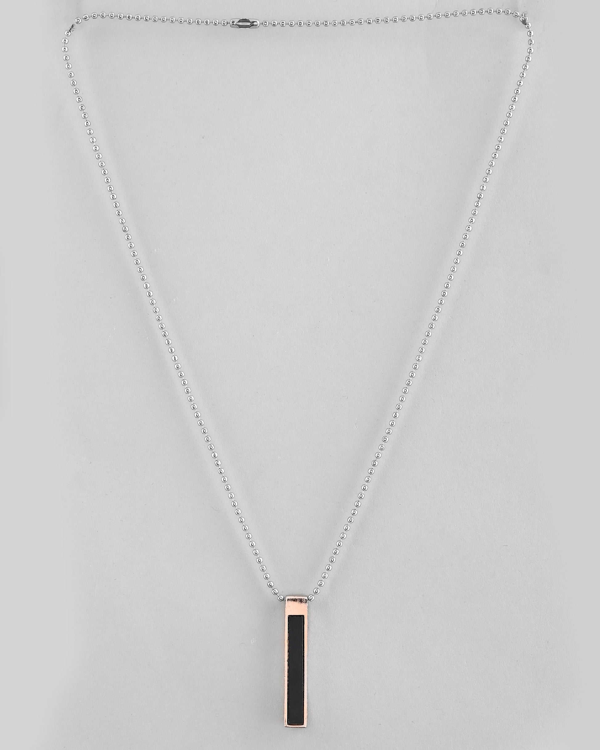VOJ Silver Plated Men Chain With Rectangular Shaped Pendent | Swadesiicart