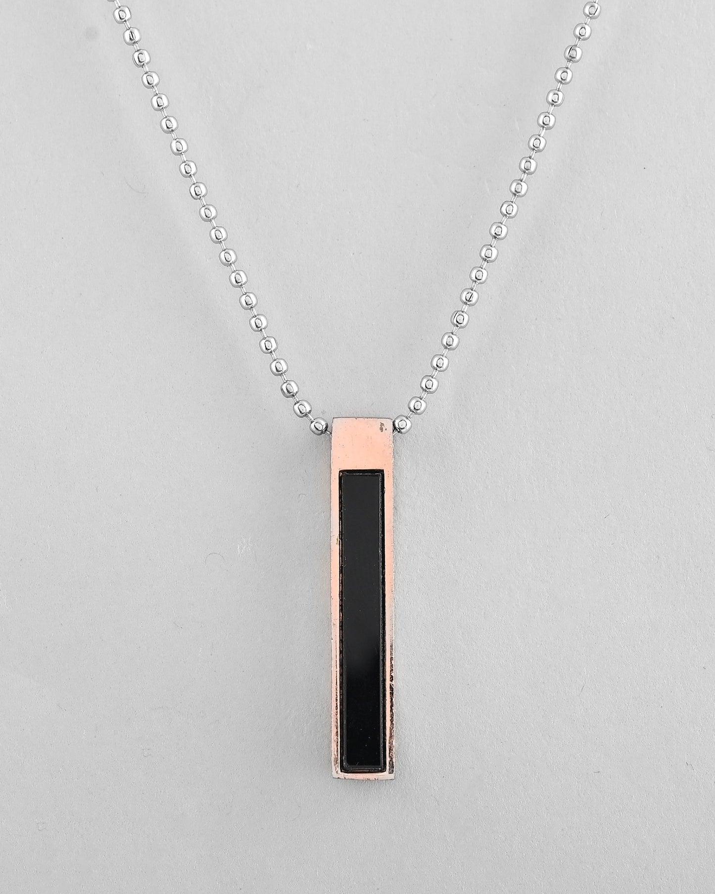 VOJ Silver Plated Men Chain With Rectangular Shaped Pendent | Swadesiicart
