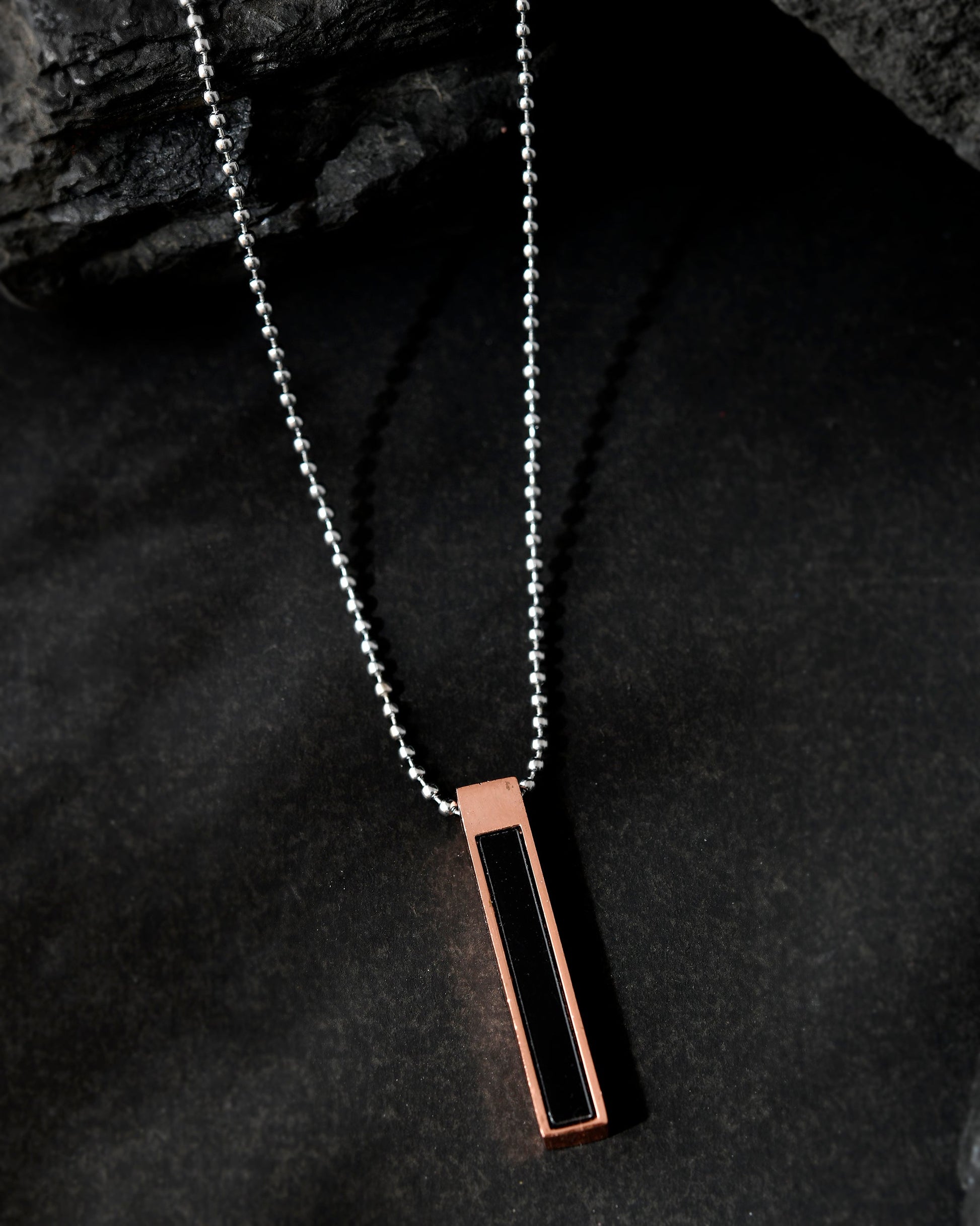 VOJ Silver Plated Men Chain With Rectangular Shaped Pendent | Swadesiicart