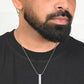 VOJ Silver Plated Men Chain With Rectangular Shaped AD Stone Studded Pendent | Swadesiicart