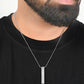 VOJ Silver Plated Men Chain With Rectangular Shaped AD Stone Studded Pendent | Swadesiicart