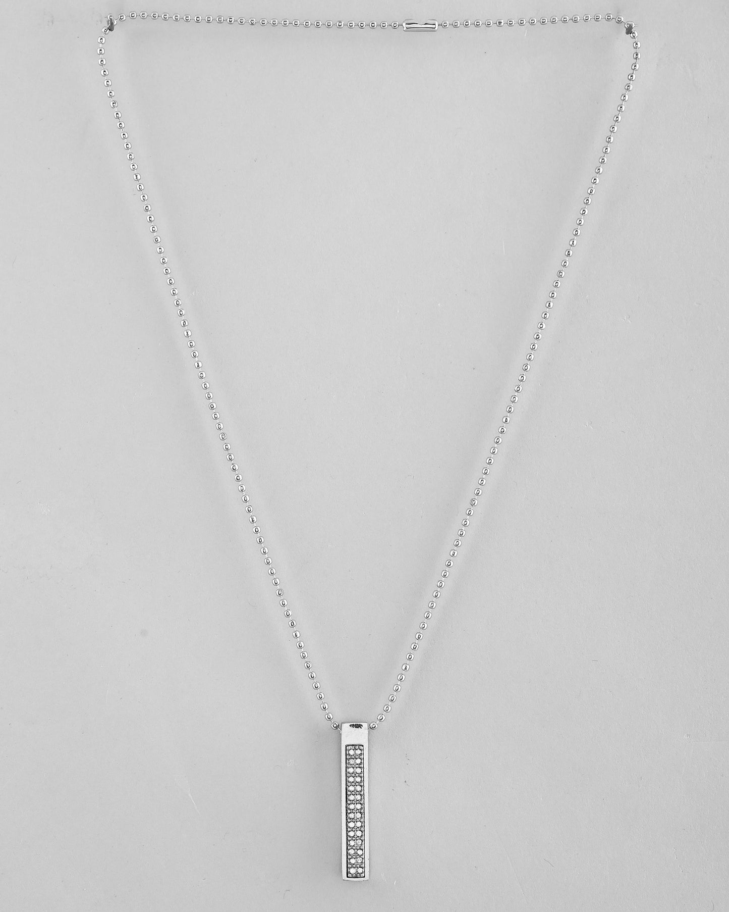 VOJ Silver Plated Men Chain With Rectangular Shaped AD Stone Studded Pendent | Swadesiicart