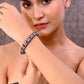 VOJ Rhodium Plated Red Stone Studded Kada Bracelet - Swadesiicart