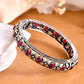 VOJ Rhodium Plated Red Stone Studded Kada Bracelet - Swadesiicart