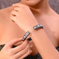 VOJ Rhodium Plated White Stone Studded Kada Bracelet - Swadesiicart