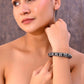 VOJ Rhodium Plated Black Stone Studded Kada Bracelet - Swadesiicart