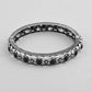 VOJ Rhodium Plated Black Stone Studded Kada Bracelet - Swadesiicart
