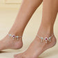VOJ Set of 2 Silver-Plated Artificial Stones And Beads Anklet - Swadesiicart