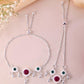 VOJ Set of 2 Silver-Plated Artificial Stones And Beads Anklet - Swadesiicart