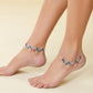 VOJ Set of 2 Silver-Plated Peacock Shaped Artificial Stones Anklet - Swadesiicart