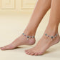 VOJ Set of 2 Silver-Plated Peacock Shaped Stone Studded Anklets - Swadesiicart