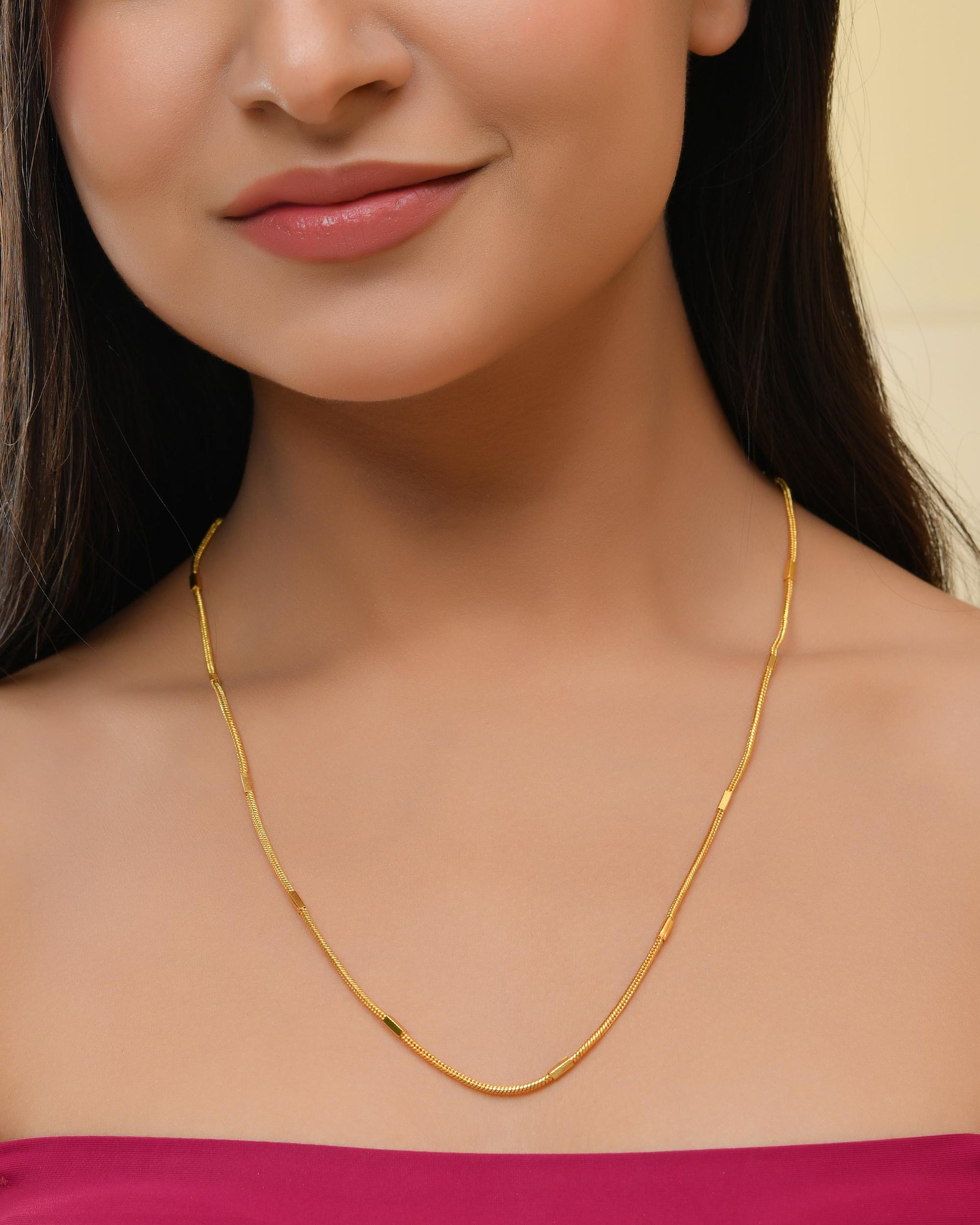 VOJ Gold-Polished Pipe Chain For Women - Swadesiicart