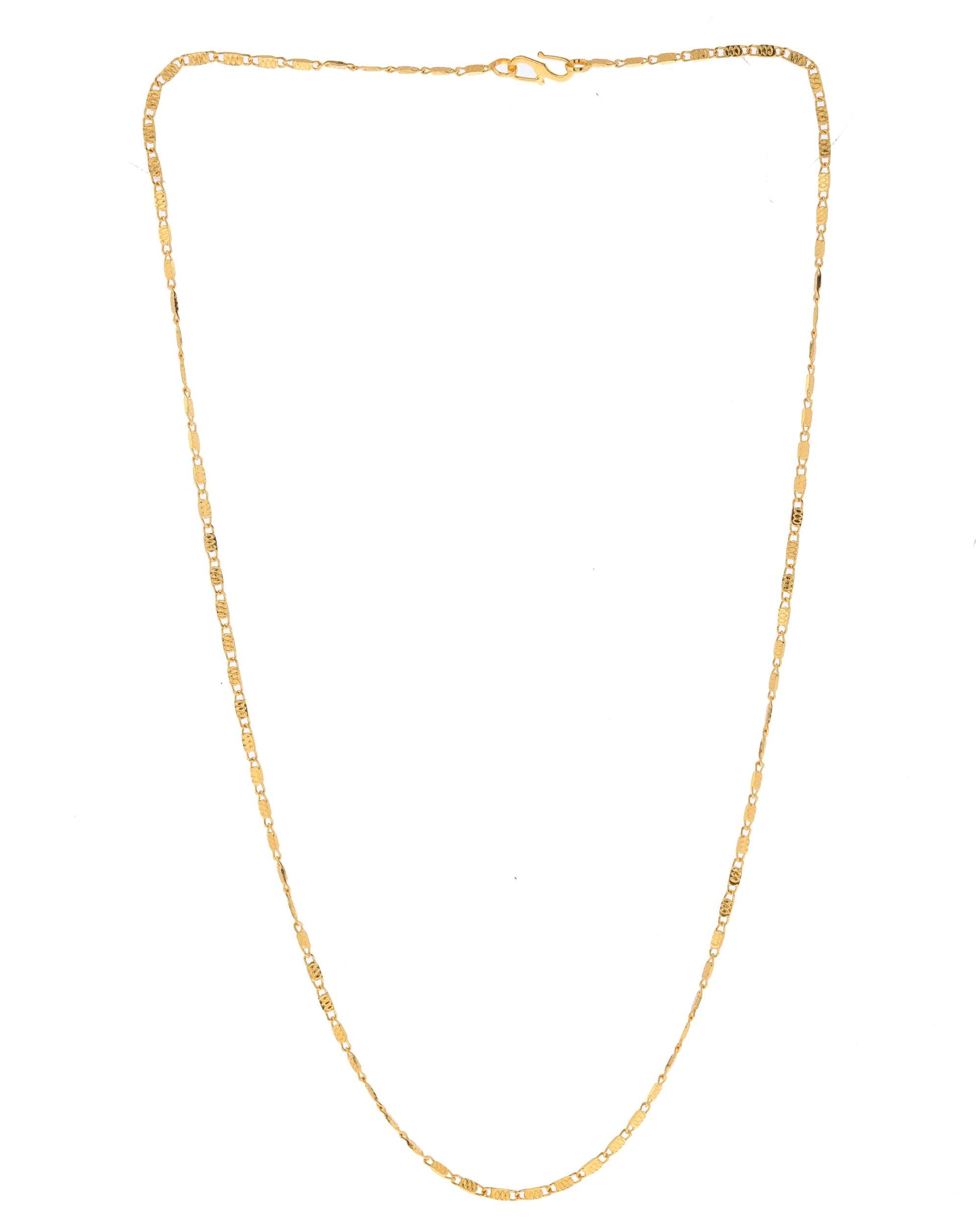VOJ Gold-Polished Designer Biscuit Shaped Chain For Women - Swadesiicart