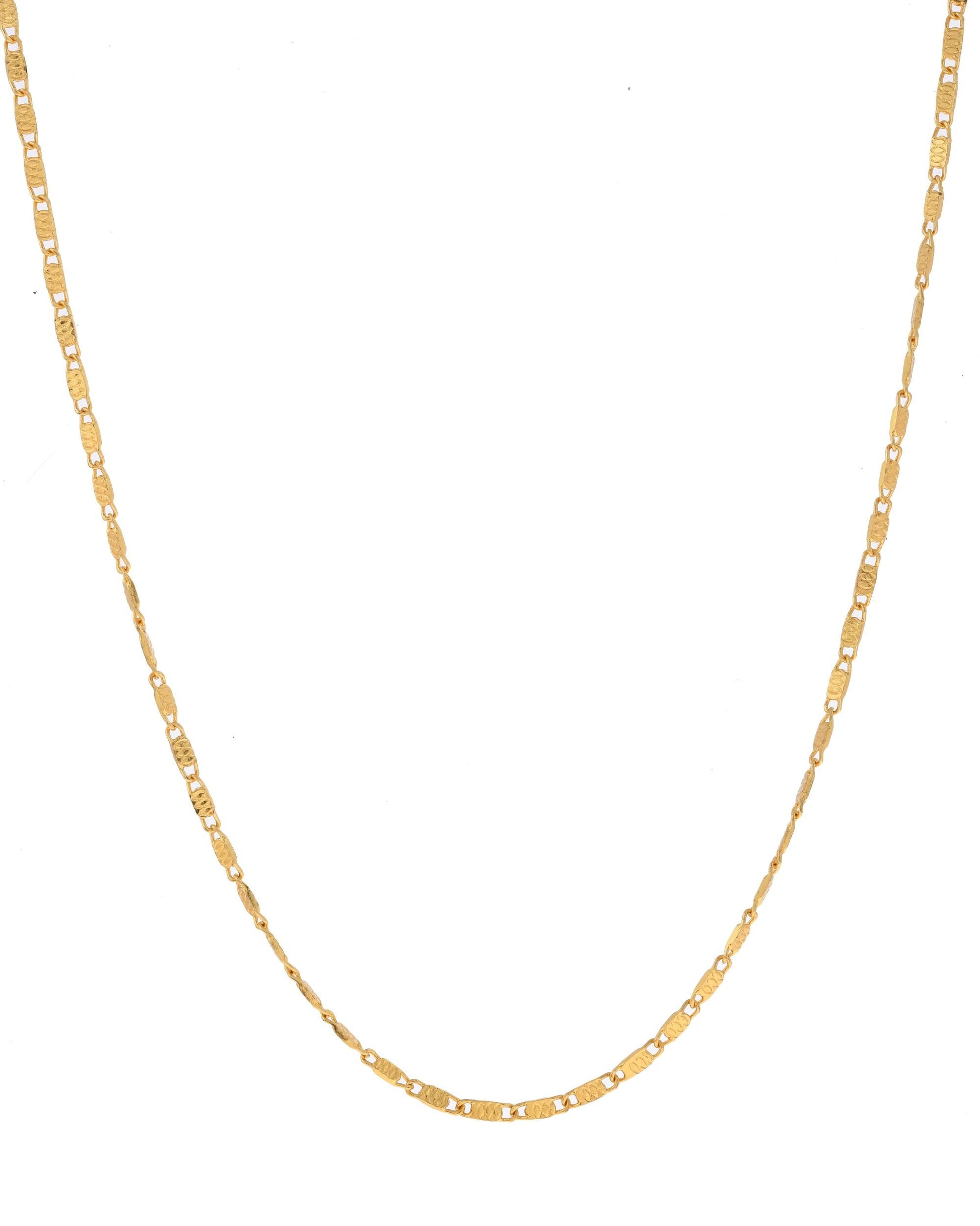 VOJ Gold-Polished Designer Biscuit Shaped Chain For Women - Swadesiicart