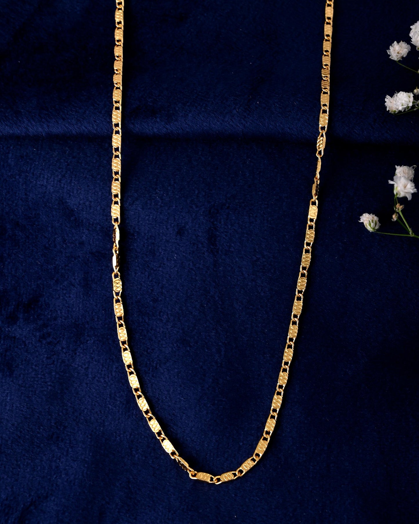 VOJ Gold-Polished Designer Biscuit Shaped Chain For Women - Swadesiicart