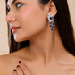 VOJ Silver Plated Ad And Blue Stone Studded Multi Layer Drop Earrings - Swadesiicart
