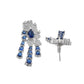 VOJ Silver Plated Ad And Blue Stone Studded Multi Layer Drop Earrings - Swadesiicart