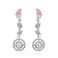 VOJ Silver Plated Pink And Ad Stone Studded Drop Earrings - Swadesiicart