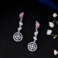 VOJ Silver Plated Pink And Ad Stone Studded Drop Earrings - Swadesiicart