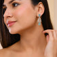 VOJ Silver Plated Mint Green Ad Stone Studded Dome Shaped Earrings - Swadesiicart