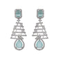 VOJ Silver Plated Mint Green Ad Stone Studded Dome Shaped Earrings - Swadesiicart