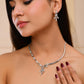 VOJ Silver Plated Ad Stone Studded Designer Necklace With Earrings Set - Swadesiicart