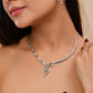 VOJ Silver Plated Ad Stone Studded Designer Necklace With Earrings Set - Swadesiicart