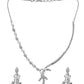 VOJ Silver Plated Ad Stone Studded Designer Necklace With Earrings Set - Swadesiicart