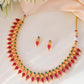 VOJ Gold-Polished Teardrop Shaped Designed Necklace With Earrings Set - Swadesiicart