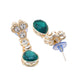 VOJ Silver Plated Green Stone Studded Necklace And Earrings Set - Swadesiicart