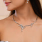 VOJ Silver Toned Stylish Ad- Studded Jewellery Set - Swadesiicart