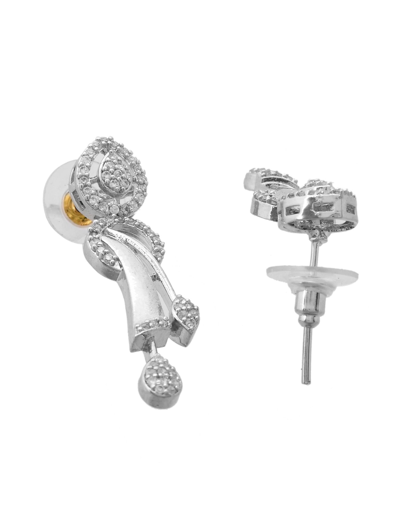 VOJ Silver Toned Stylish Ad- Studded Jewellery Set - Swadesiicart