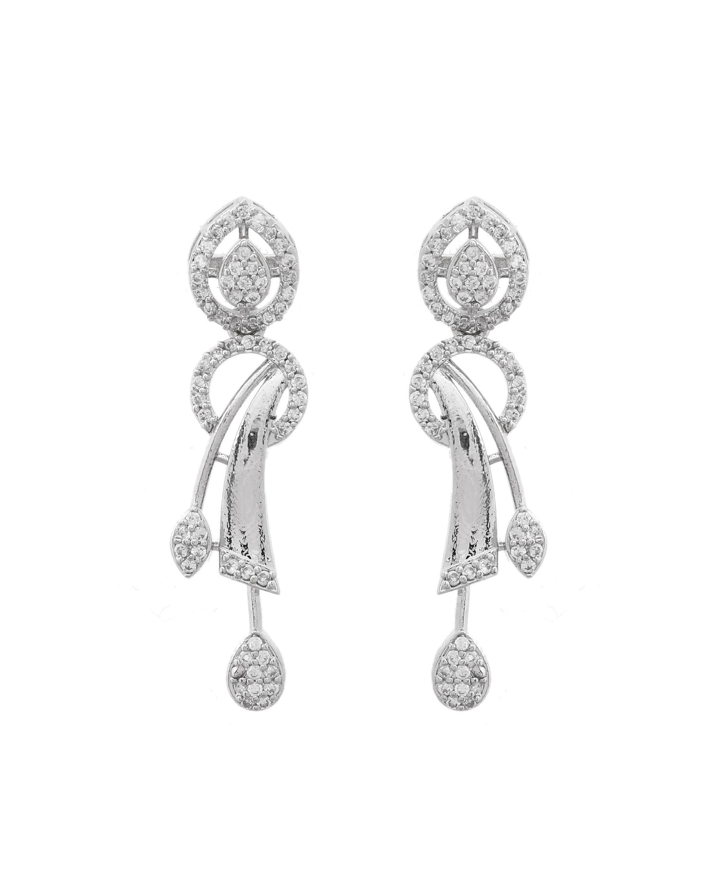 VOJ Silver Toned Stylish Ad- Studded Jewellery Set - Swadesiicart
