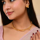 VOJ Gold-Polished Round Designed Necklace With Earrings Set - Swadesiicart