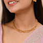 VOJ Gold-Polished Round Designed Necklace With Earrings Set - Swadesiicart
