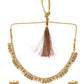 VOJ Gold-Polished Round Designed Necklace With Earrings Set - Swadesiicart