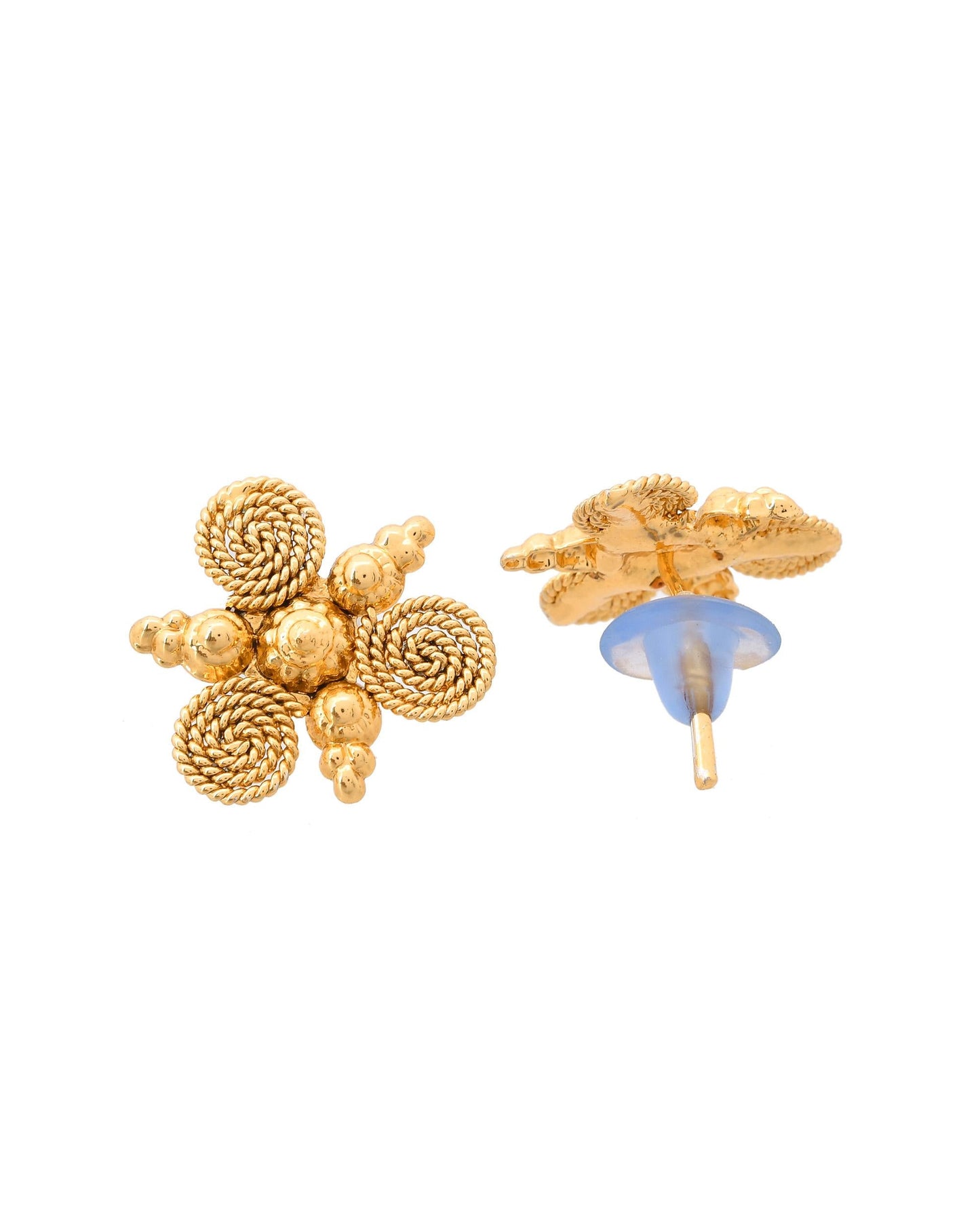 VOJ Gold-Polished Round Designed Necklace With Earrings Set - Swadesiicart