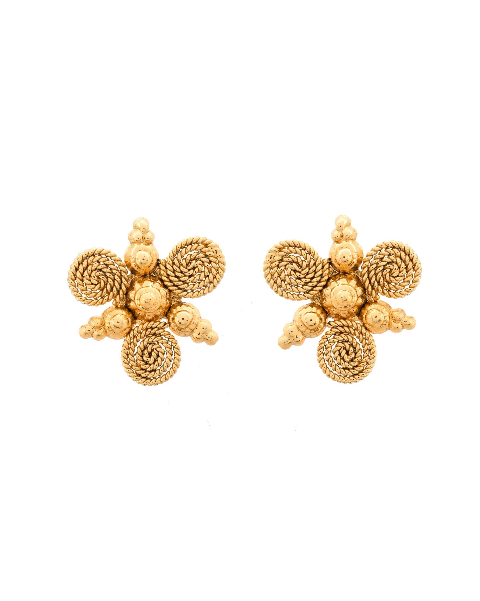 VOJ Gold-Polished Round Designed Necklace With Earrings Set - Swadesiicart