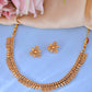 VOJ Gold-Polished Round Designed Necklace With Earrings Set - Swadesiicart