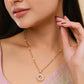 VOJ Gold-Polished Pink Stone Studded Chain Set - Swadesiicart