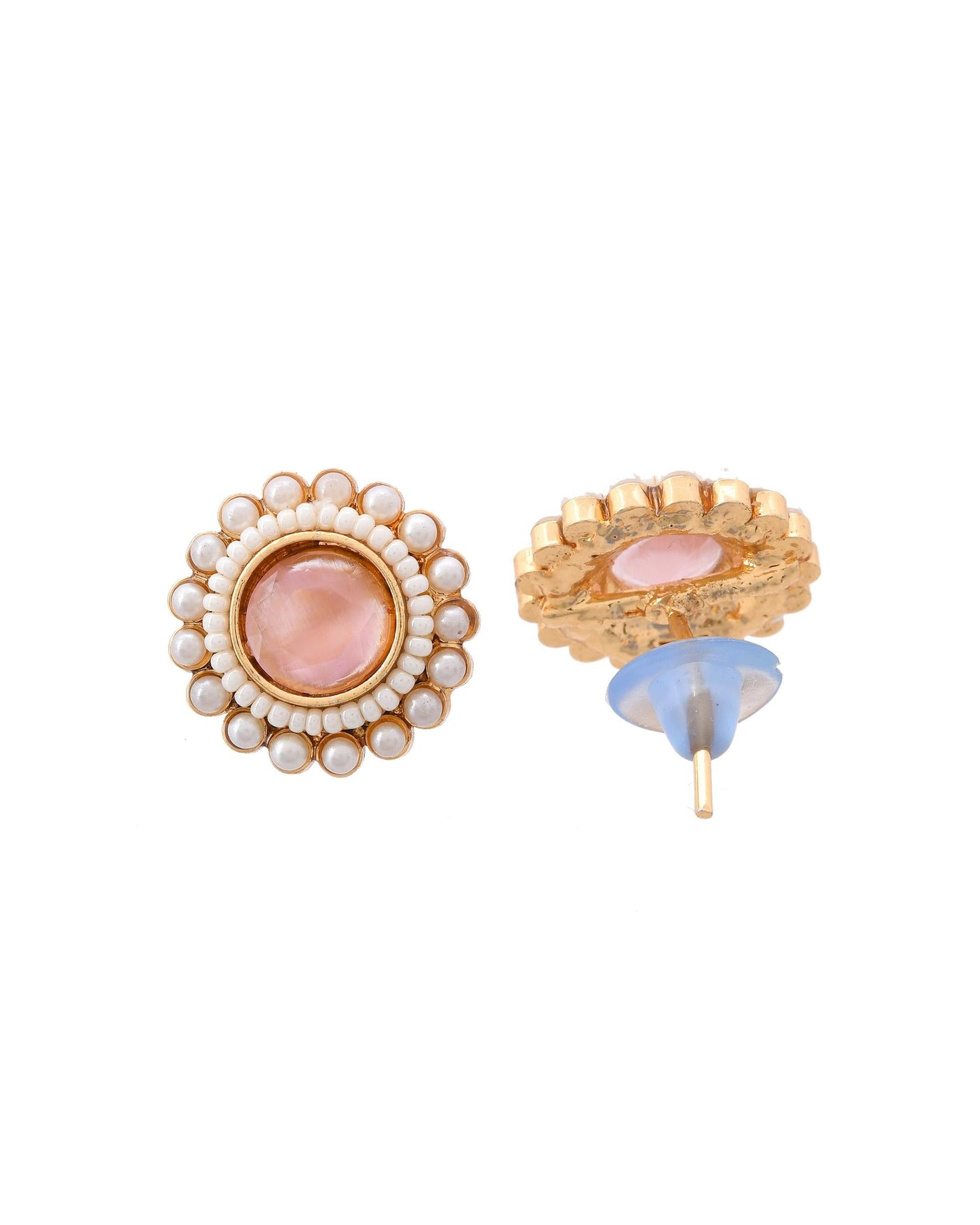 VOJ Gold-Polished Pink Stone Studded Chain Set - Swadesiicart